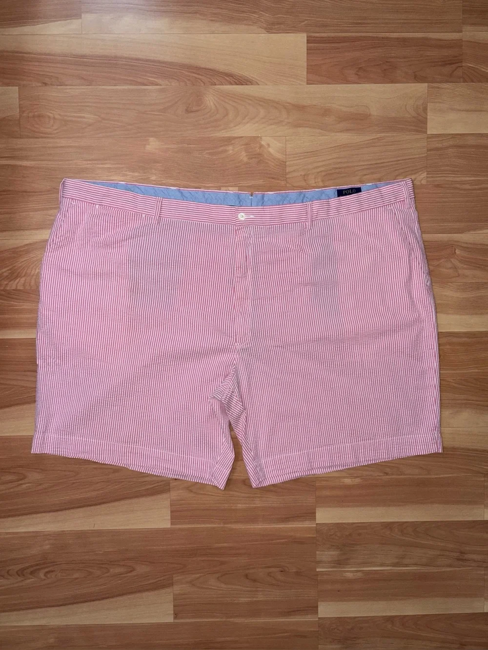 Polo Ralph Lauren Seersucker Pink Striped 9” Shorts Size 56 3X Preppy Ivy League